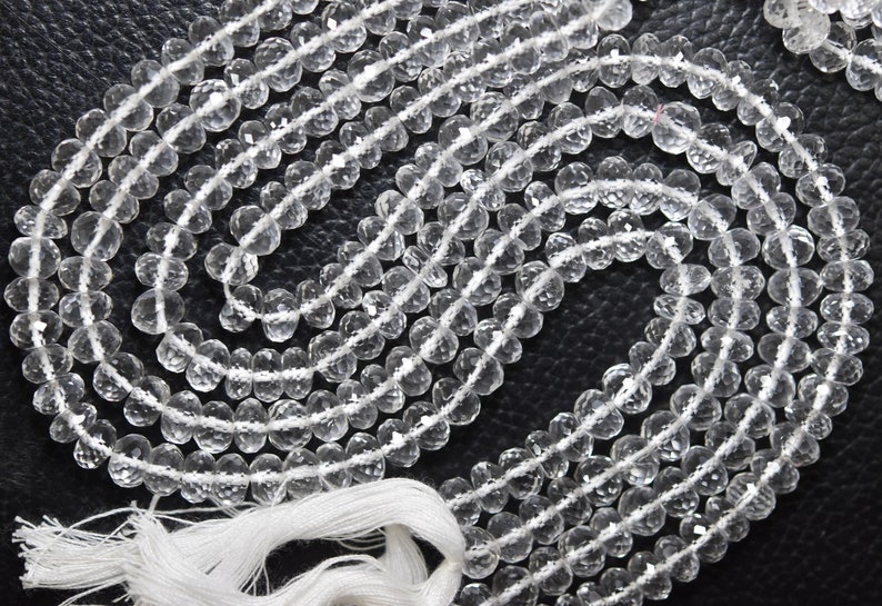 Natural Crystal Faceted Rondelles 10 Inches Strand Size 6mm