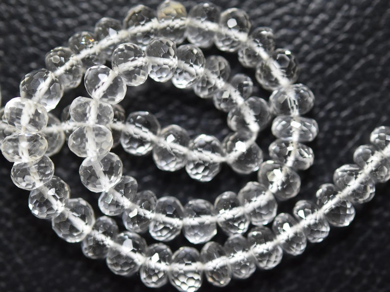 Natural Crystal Faceted Rondelles 10 Inches Strand Size 6mm
