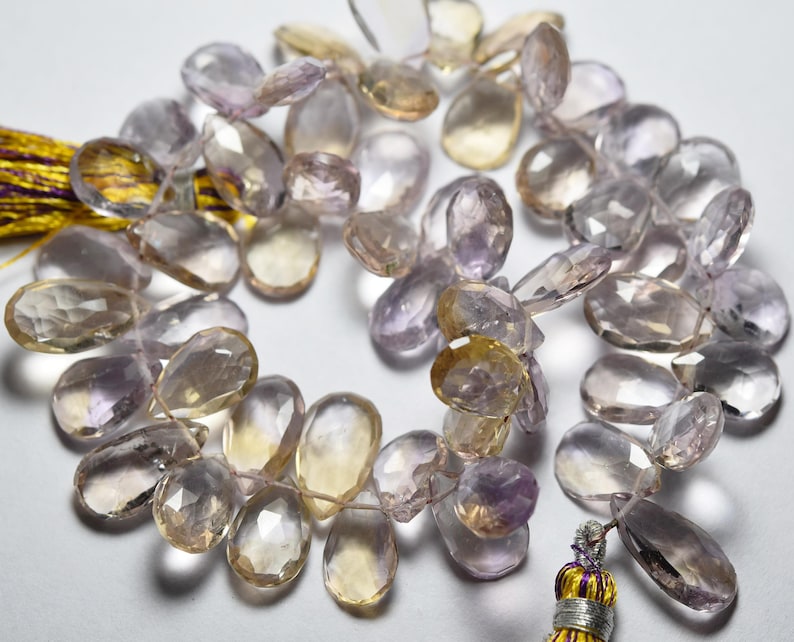 8 Inches Strand Ametrine Faceted Pear Shape 15x8mm To 11x8mm