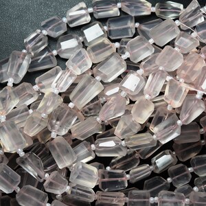 8 Inches, Rose Quartz, Faceted Fancy Nuggets, Size 13x8mm To 8x8mm
