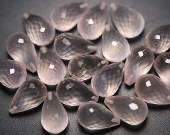 Filo di Quarzo a Goccia Briolette Forata in Testa ø 6 / 6,5 mm