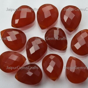 5 Match Pair, Carnelian, Side Drilled, Faceted Pear Shape, Size 14x11mm
