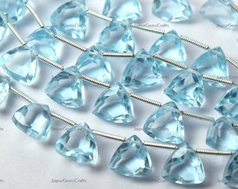 5 Match Pair, Sky Blue Hydro Quartz, Side Drilled Faceted Trillion Shape Cut Stone, Size 10mm