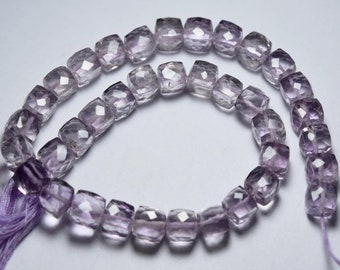 5 Inches Strand, Amethyst Faceted Box, 6mm