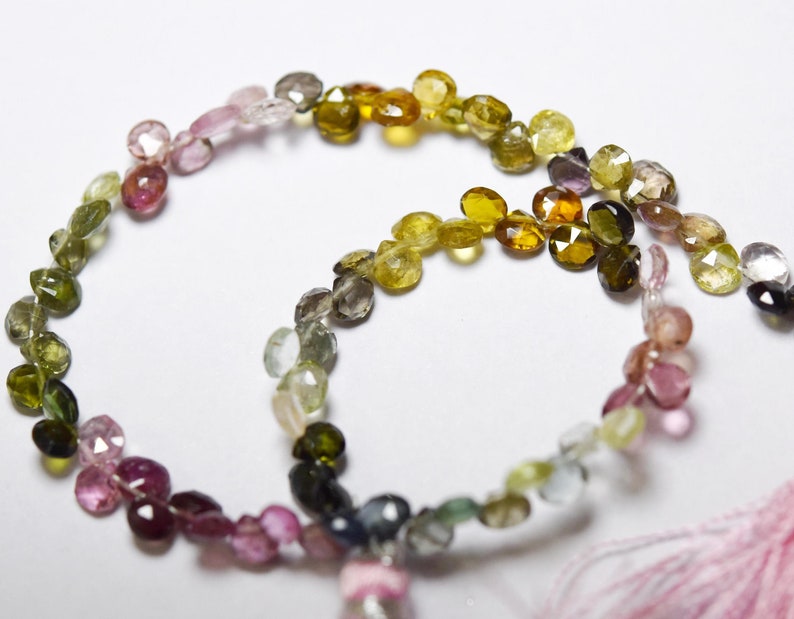 Tourmaline Faceted Heart Shape Weight : 21 Carats Size 4x4mm 8 Inches Strand