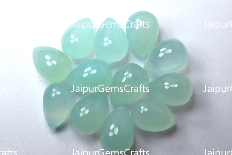 Size 18x13mm 3 Match Pair Side Drilled Aqua Blue Chalcedony Teardrops