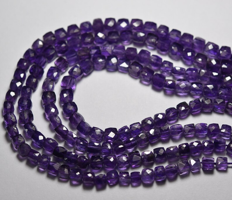 6mm Amethyst Faceted Box 8 Inches Strand