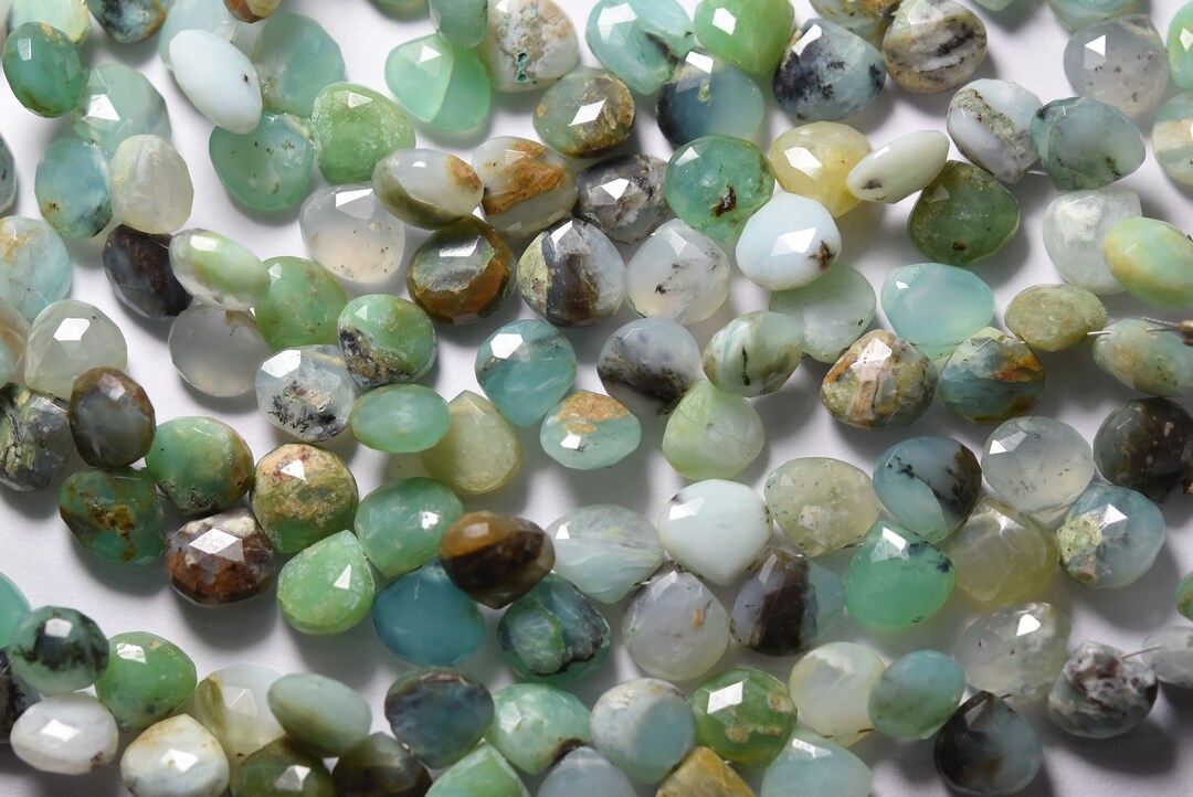 8 Inches, Super Gorgeous Quality Peruvian Opal, Faceted Heart Shape ...