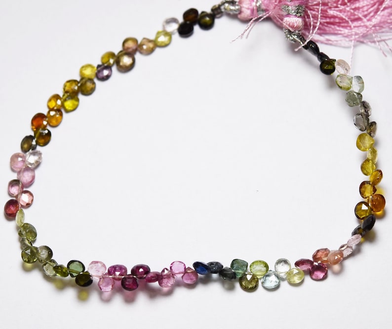 Tourmaline Faceted Heart Shape Weight : 21 Carats Size 4x4mm 8 Inches Strand