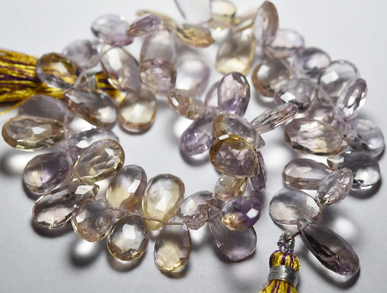 8 Inches Strand Ametrine Faceted Pear Shape 15x8mm To 11x8mm