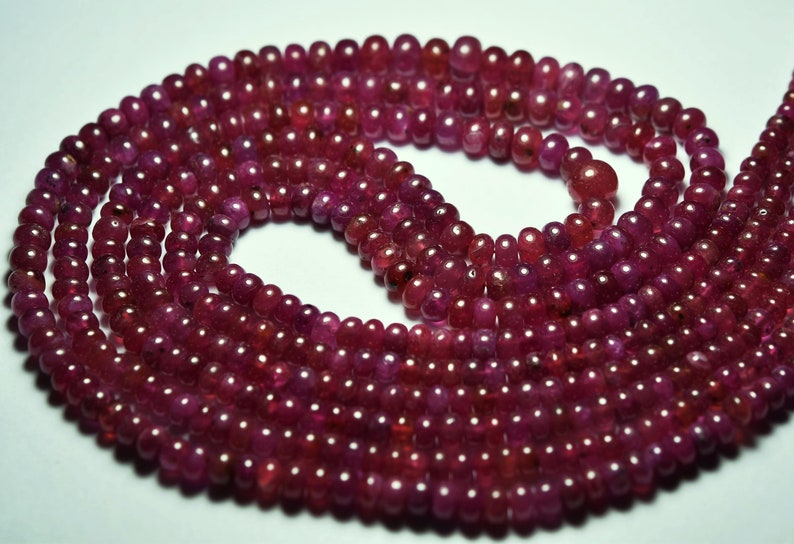 Size 3mm To 5mm Pink Sapphire Smooth Polished Rondelles 18 Inches Strand
