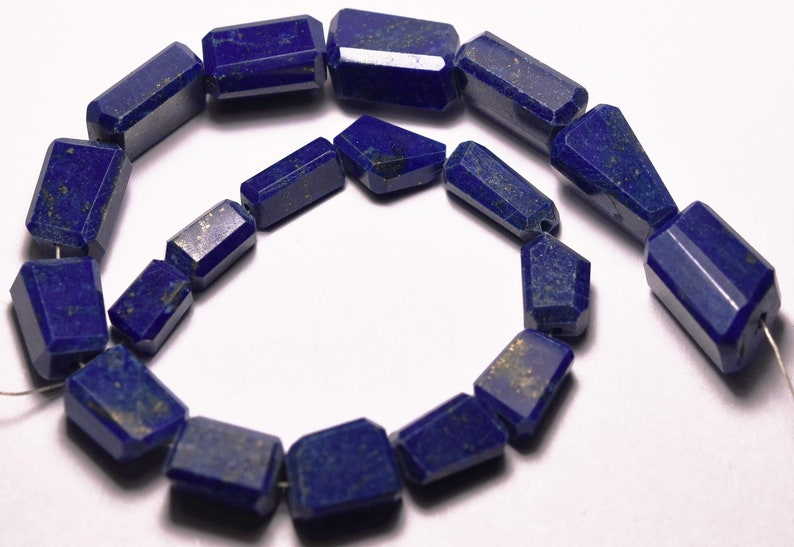 110 Carats Size 8mm To 15mm 8.5 Inches Strand 19 Beads Lapis Lazuli Full Drilled Faceted Nuggets