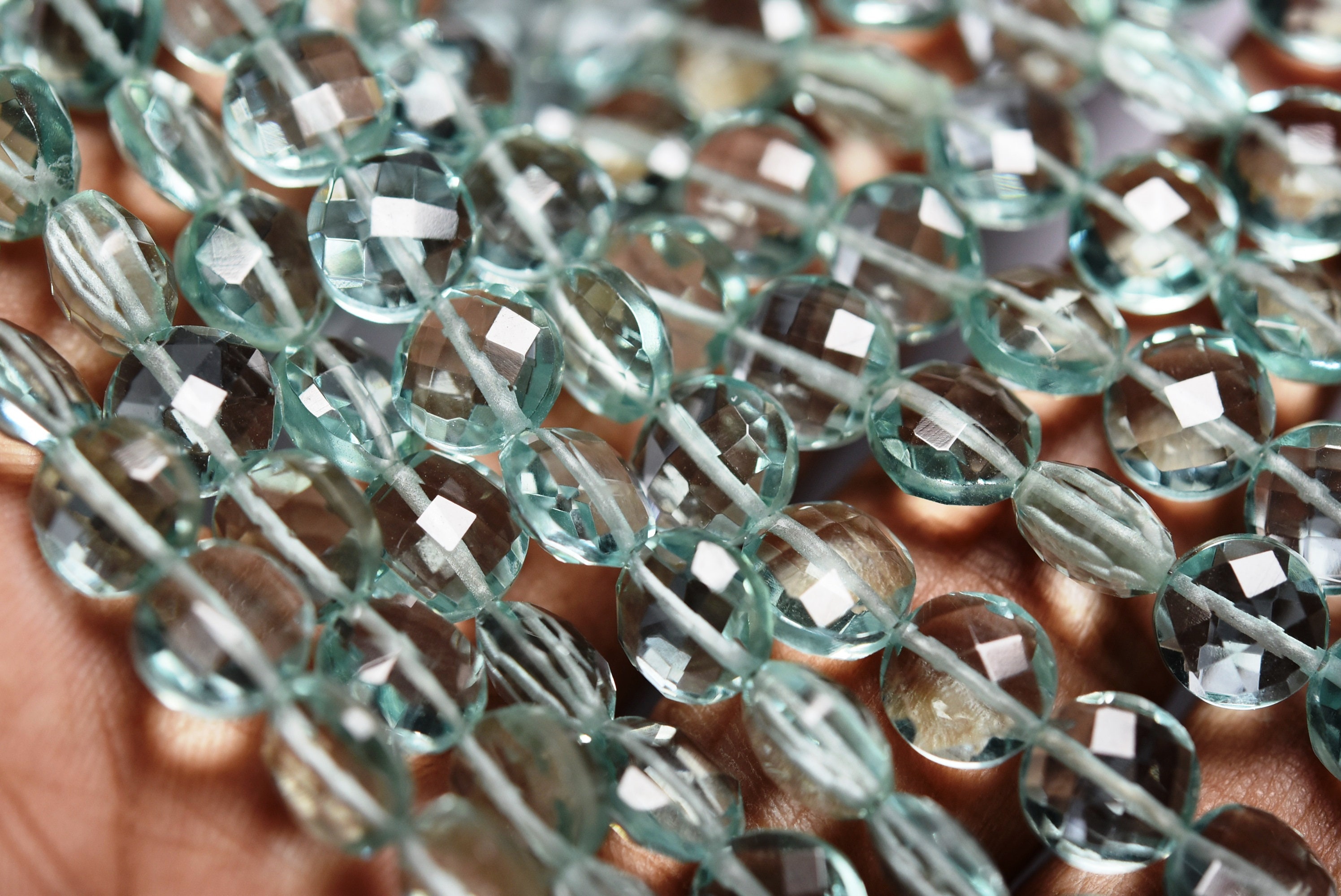 8 Inches Strand Sea Green Quartz Vertical Top Drilled Hydro Etsy