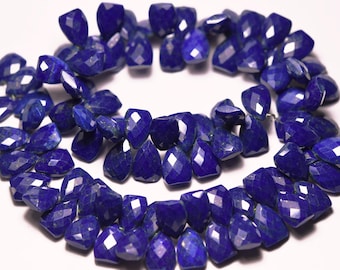 4 Inches Strand, Lapis Lazuli, Side Drilled Faceted Pyramid Shape Trillion, Size 7x10mm