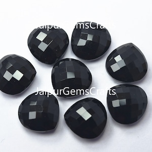 3 Match Pair, Black Onyx, Side Drilled, Heart Shape Briolette, Size 16mm