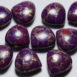 4 piezas, lado púrpura cobre turquesa perforado forma de corazón liso, tamaño 14 MM