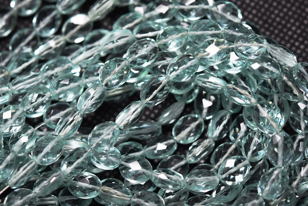 8 Inches Strand, Sea Green Quartz, Hydro Quartz Vertical Top Drilled