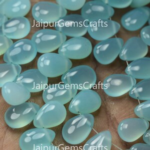 5 Match Pair, Aqua Blue Chalcedony, Side Drilled, Pear Shape Briolette, Size 12x8mm