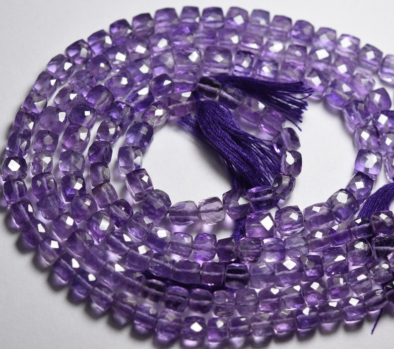 5mm Amethyst Faceted Box 8 Inches Strand