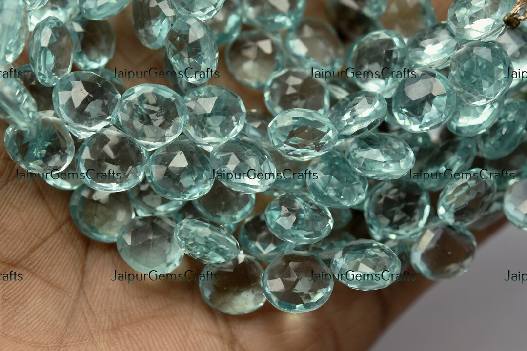 7 Inch Strand Sea Green Hydro Quartz Side Drilled Faceted Etsy