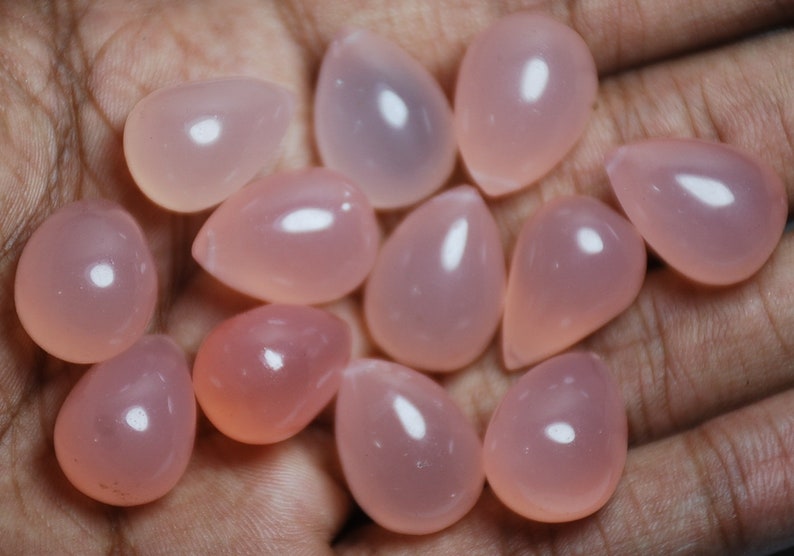 Rose Pink Chalcedony Side Top Drilled 2 Match Pair Teardrops Shape Briolette Size 18x13mm
