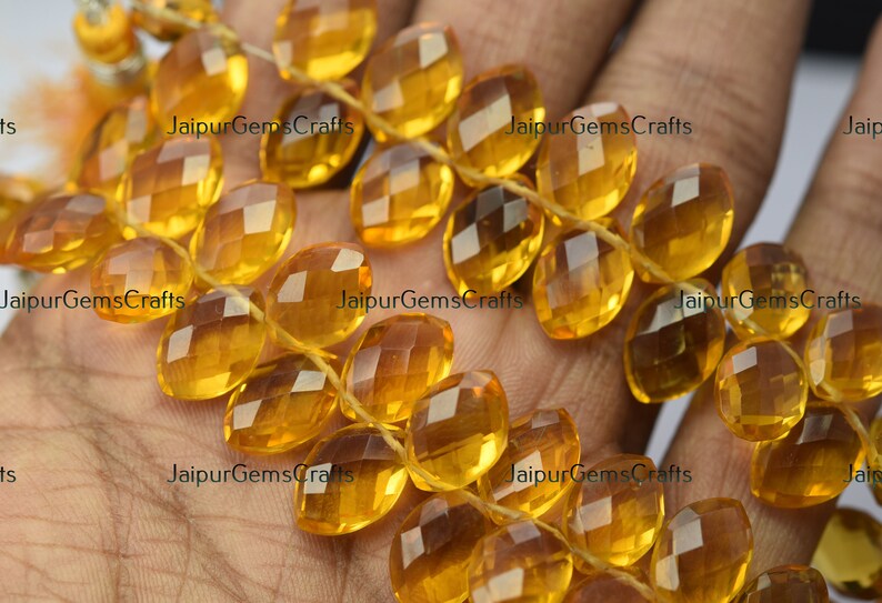 8 Inch Strand Citrine Yellow Quartz Faceted Marquise Shape Size 12x8mm Side Drilled