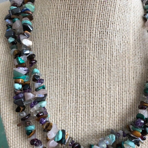 Vintage Chunky Multi Strand Crystal Gemstones Nec… - image 5