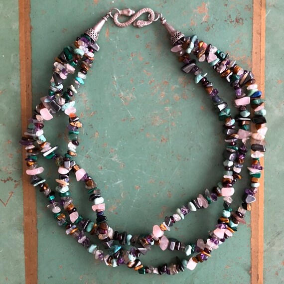 Turquoise Three strand Bracelets with Rose Quartz Turquoise Three strand Bracelets with Rose Quartz