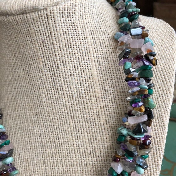 Vintage Chunky Multi Strand Crystal Gemstones Nec… - image 10