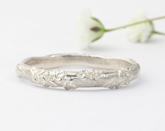 Ivy Leaf Ring Sterling Silver, Leaf Wedding Band, Woodland Wedding, Twig Branch Ring