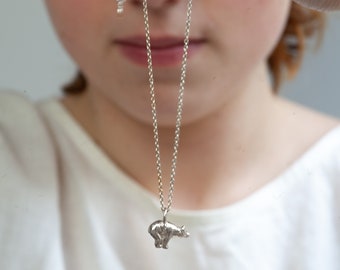 Polar Bear Necklace In Sterling Silver, Mama Bear Necklace,