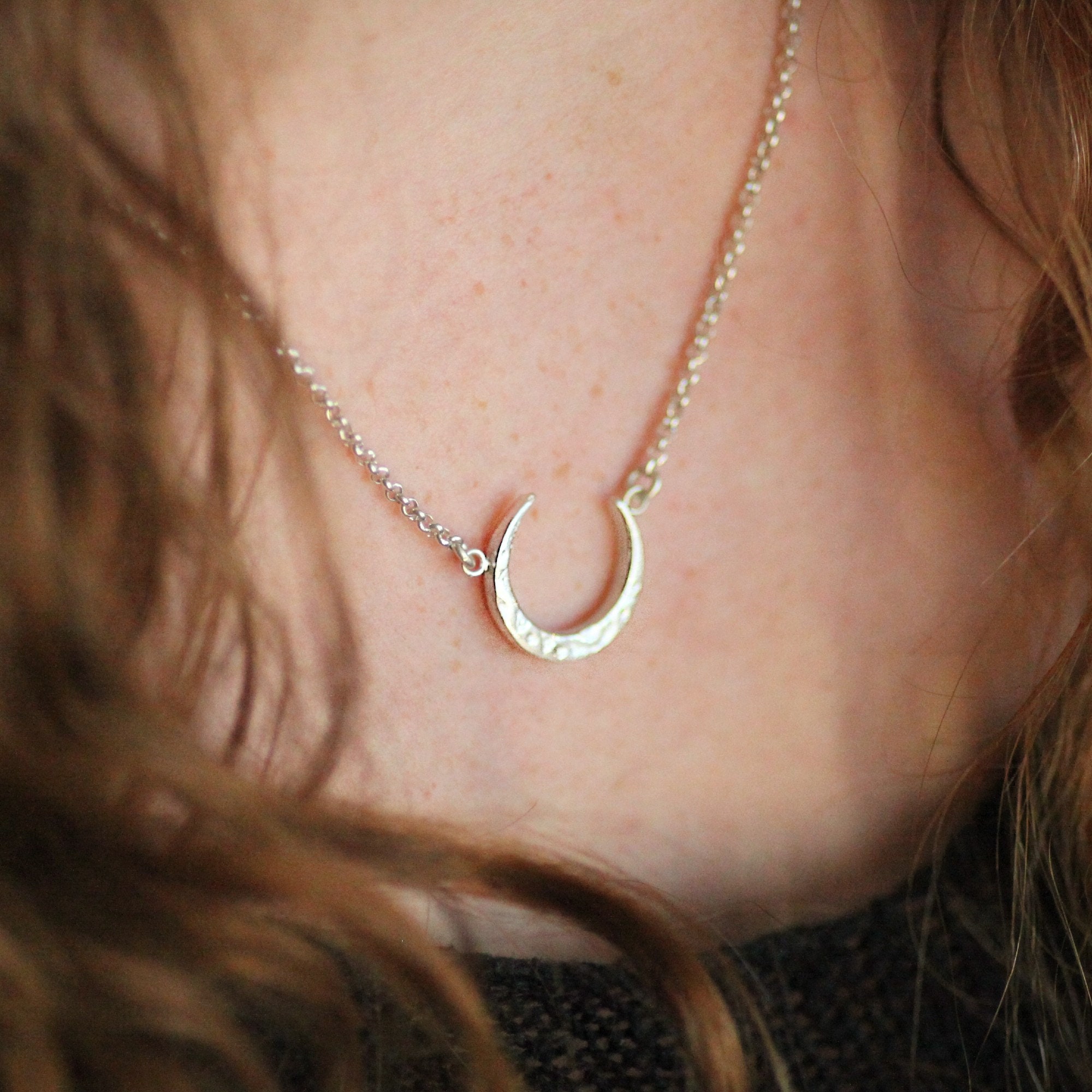 Silver half hotsell moon pendant