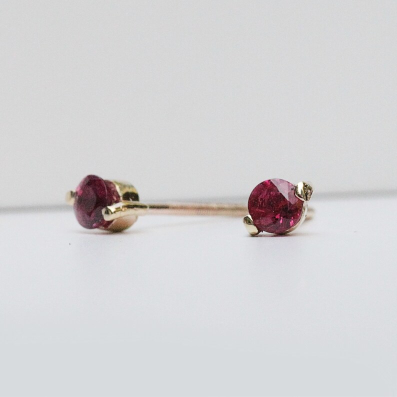 Tiny Ruby Earrings Small Ruby Studs Ruby Stud Earrings Gold Etsy