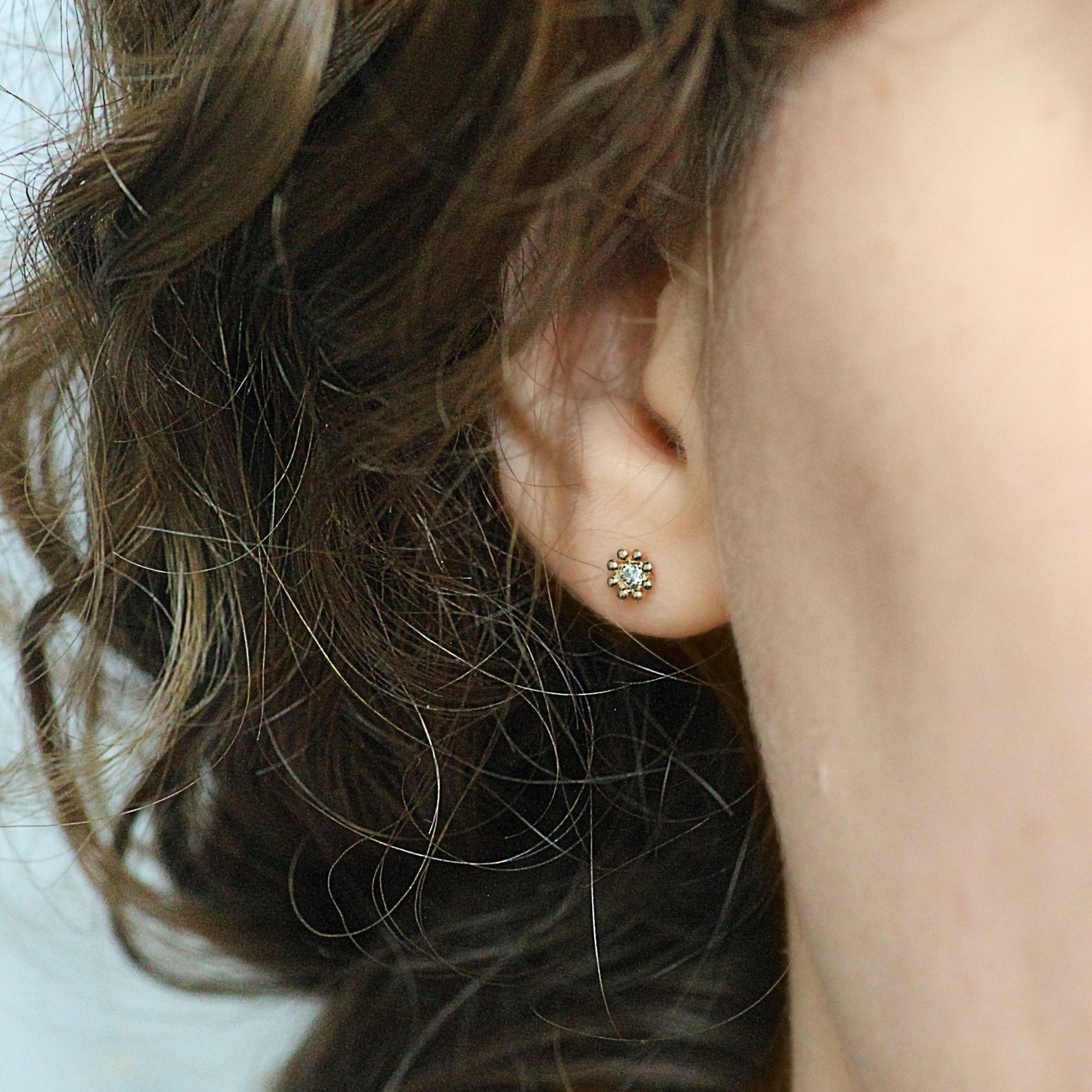diamond helix stud earring