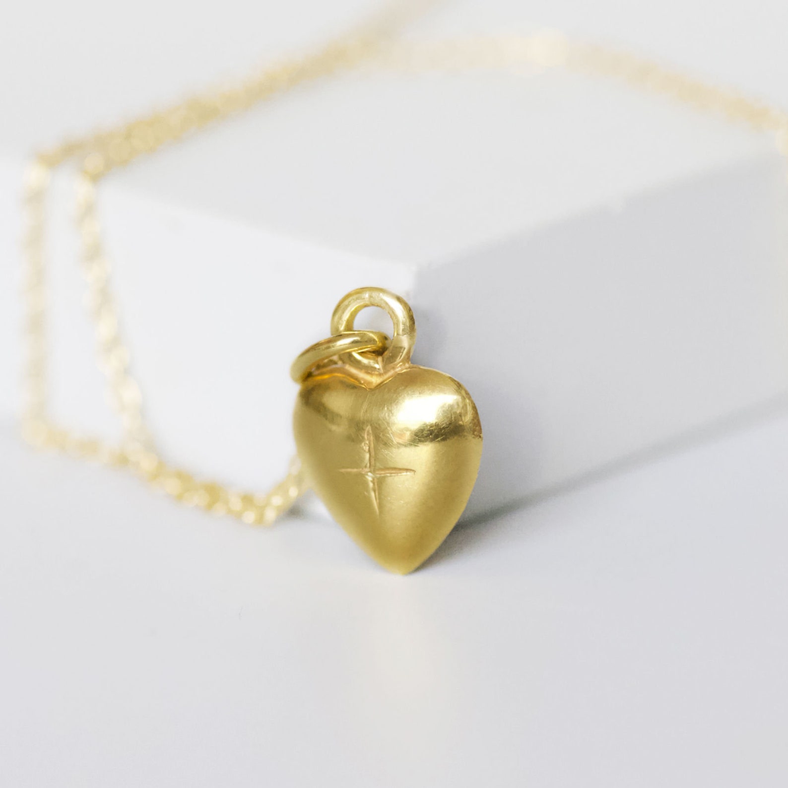 18K Gold Plated Heart Necklace Gold Heart Pendant Heart Etsy