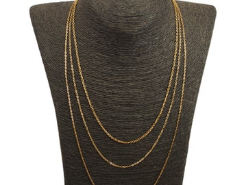 Chain necklace for pendant 45 cm, 50 cm, 60 cm, 75 cm in anti-allergic stainless steel gilded with fine gold