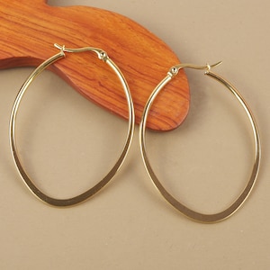 Boucles d'oreilles créoles ovales 55 mm x 40 mm en acier inoxydable hypoallergénique dorées à l'or fin image 1