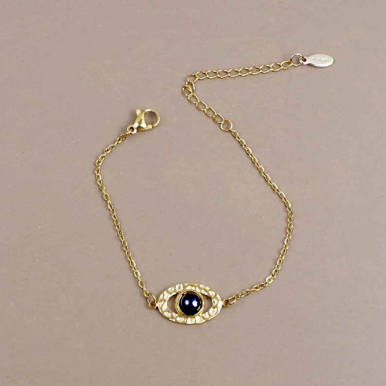 Bracelet pierre naturelle, bijoux femme, bracelet fin or, bracelet acier inoxydable, bracelet fin Améthyste