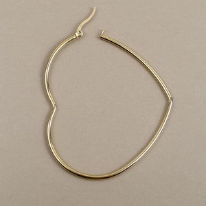 65 mm gold-colored heart hoop earrings, in hypoallergenic stainless steel, gilded with fine gold image 2