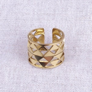 Bague femme, bague ajustable, bague acier inoxydable, bague réglable, bague dorée à l'or fin Modèle 4