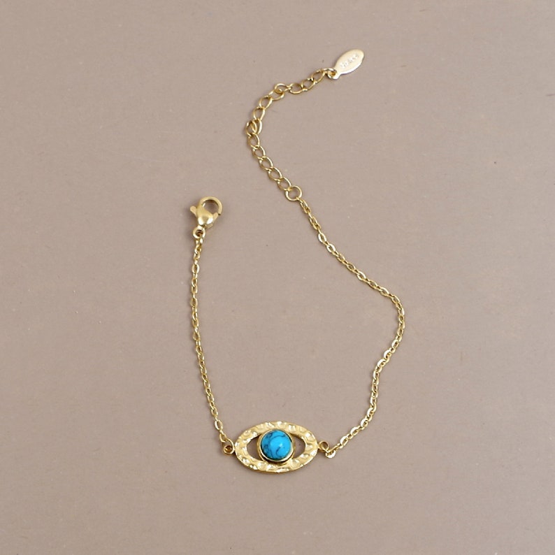 Bracelet pierre naturelle, bijoux femme, bracelet fin or, bracelet acier inoxydable, bracelet fin Turquoise