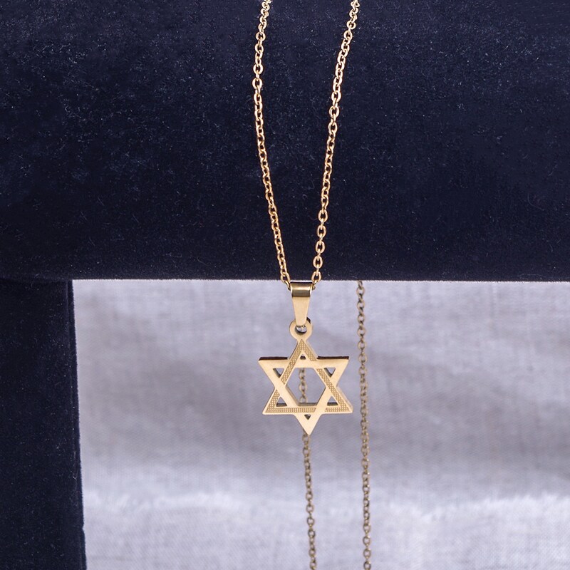 Stainless Steel Star Of David Necklace - Jewish Symbol Pendant For Men & Women (22 Inch Chain)