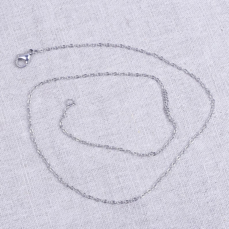 Chaine collier pour pendentif 45 cm ,50 cm, 60 cm, 75 cm en acier inoxydable argenté anti allergique image 3