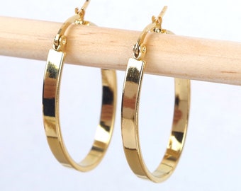 Large oval hoop earrings 40 mm, 50 mm hypoallergenic stainless steel rings gilded with fine gold