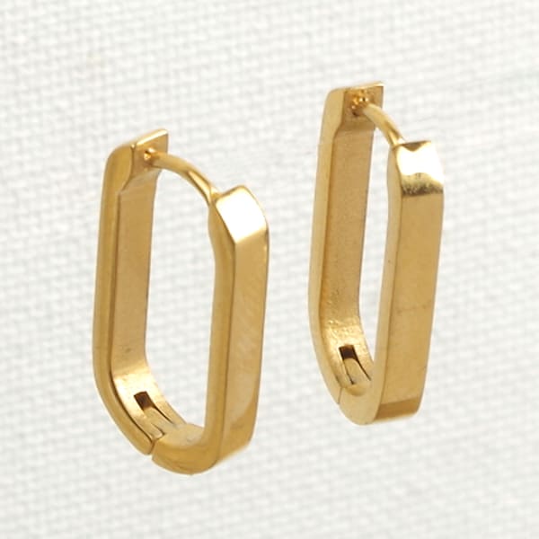 Pendientes de aro rectangulares de 17 mm, 21 mm en acero inoxidable hipoalergénico, oro o plata