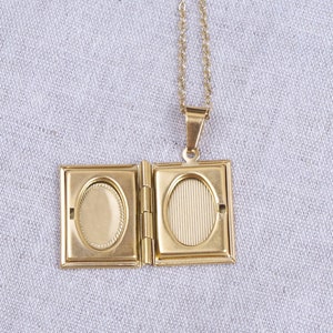 Photo holder medallion necklace, in gold-plated stainless steel, several chains to choose from, image 3