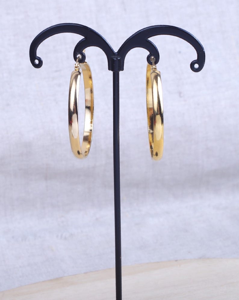 40mm Wide Hoop Earrings, Hypoallergenic Stainless Steel Hoops Gilded