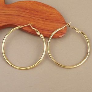 40 mm round hoop earrings in hypoallergenic stainless steel gilded with fine gold