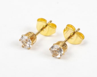 4.5 mm rhinestone earrings in hypoallergenic stainless steel gilded with fine gold
