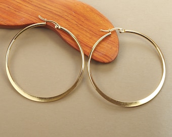 45 mm round hoop earrings in hypoallergenic stainless steel, gilded with fine gold